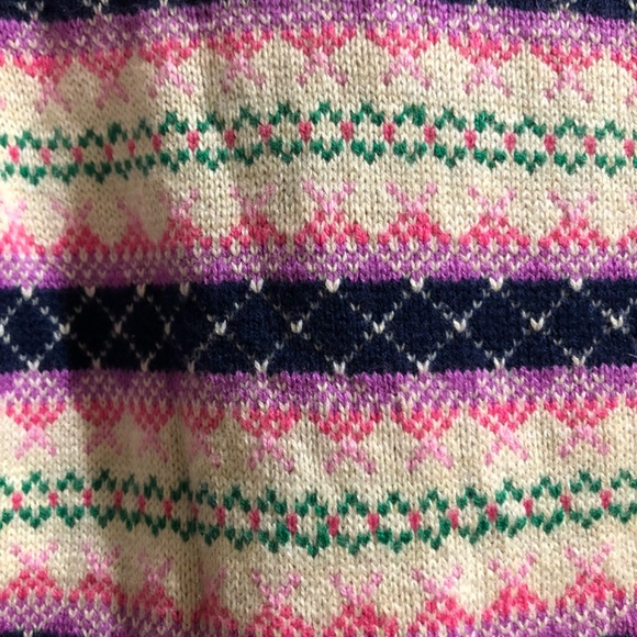 Fair Isle Cardigan Pink, Cream, Lavender Full Zip M Talbots - Picture 2 of 5